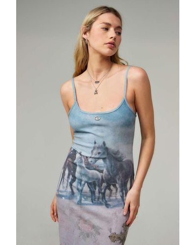 Urban Outfitters Uo Wild Horses Midi Dress Xs At - Blue