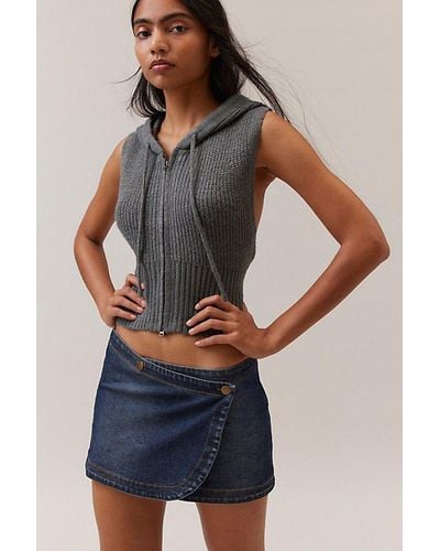 BDG Harlow Denim Micro Mini Wrap Skirt - Grey