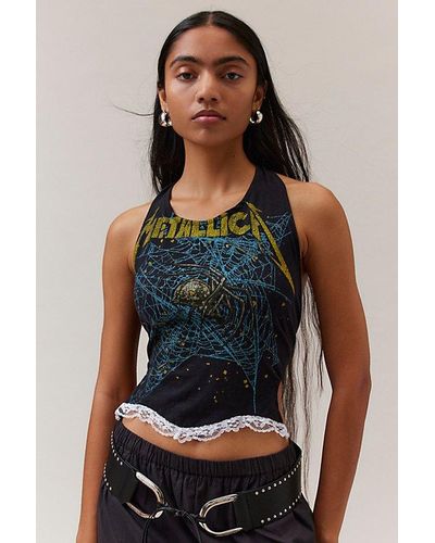 Urban Renewal Remade Music Tee Lace Halter Top - Blue