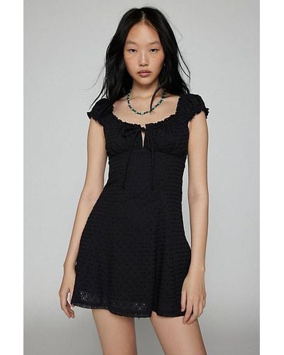 Urban Outfitters Uo Blair Eyelet Mini Dress - Black