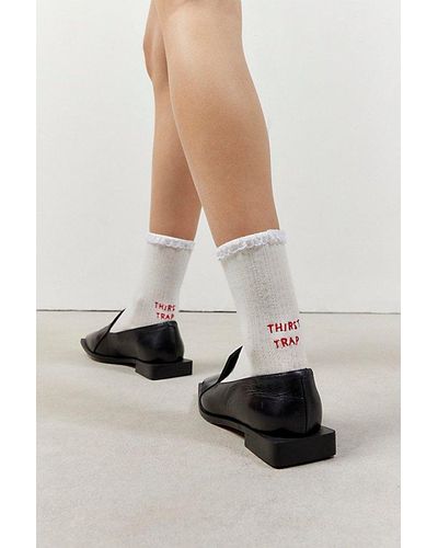 Urban Outfitters Embroidered Pointelle Crew Sock - Multicolor