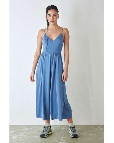 Urban Outfitters Uo Molly Cupro Culotte Jumpsuit - Blue