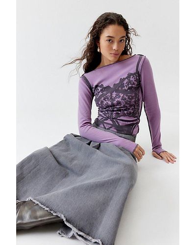 Urban Outfitters Corset Photo-Real Long Sleeve Tee - Purple