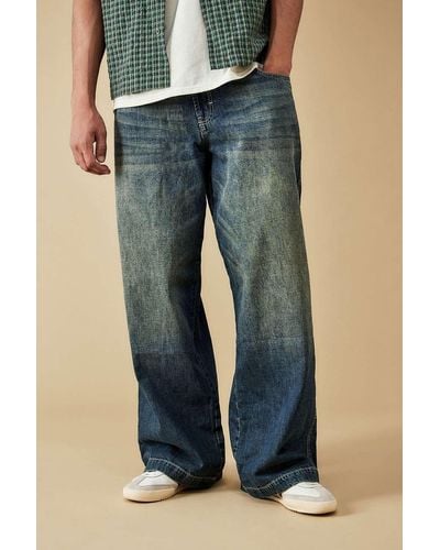 BDG Skater-jeans "neo" in schraffierter waschung - Blau