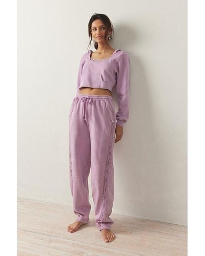 Out From Under Jayden Lace-Inset Sweatpant - Pink