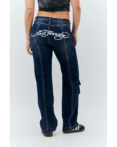 Ed Hardy Uo exclusive - low-rise-cargojeans - Blau