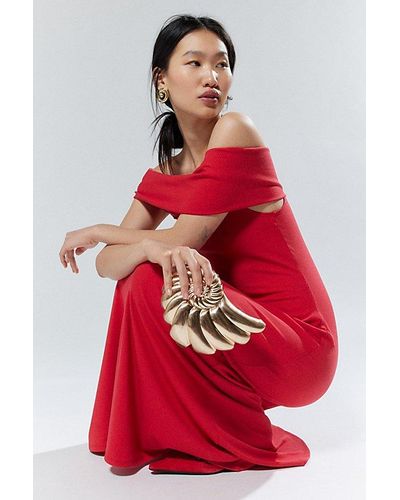 Silence + Noise Jayde Off-The-Shoulder Maxi Dress - Red
