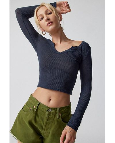 Out From Under Lias Notch Neck Top - Blue