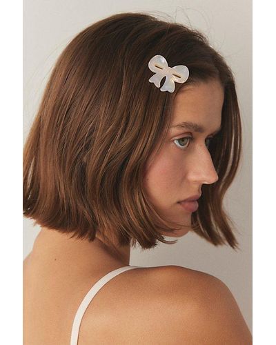 Urban Outfitters Resin Hair Bow Clip Set - Brown