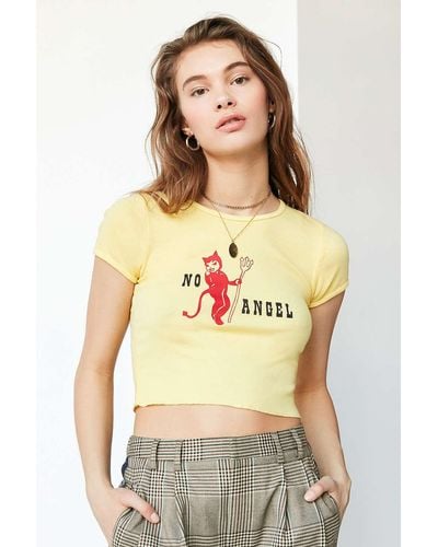 Truly Madly Deeply No Angel Cropped Tee - Yellow