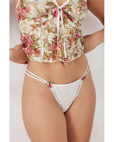 Out From Under Tanga "rose" aus netzstoff mit riemchendesign - Braun