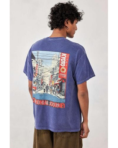 Urban Outfitters Uo - t-shirt "kyoto town" in marine - Blau