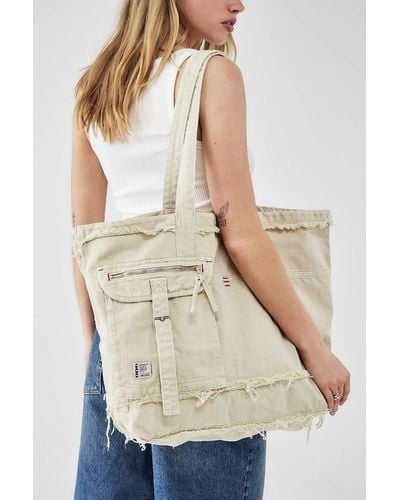 BDG Distressed Canvas Tote Bag - White