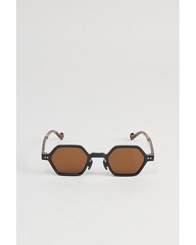 Urban Outfitters Solaris Hex Sunglasses - Brown