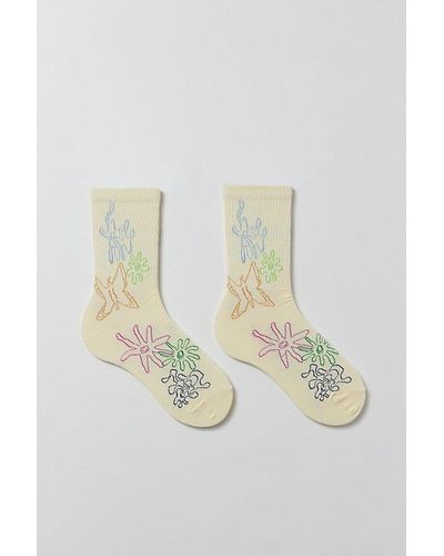 Urban Outfitters Stencil Icon Crew Sock - White