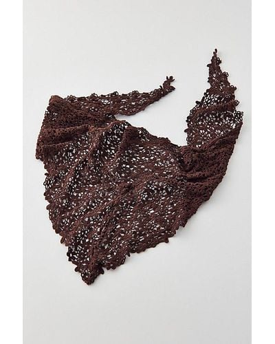 Urban Outfitters Floral Crochet Headscarf - Brown