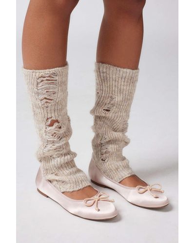 Urban Outfitters Distressed Leg Warmer In Cream,at - Natural