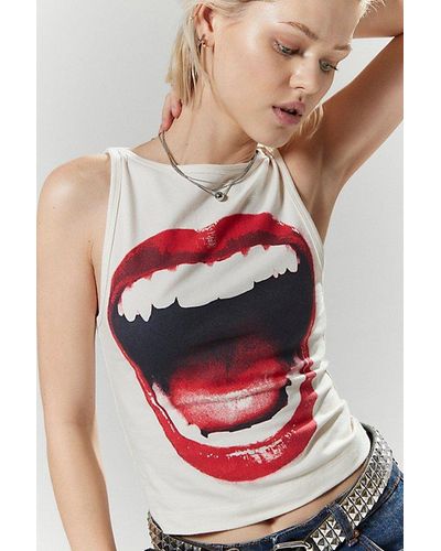 Silence + Noise Mercedes Lips Graphic Tank Top - Red
