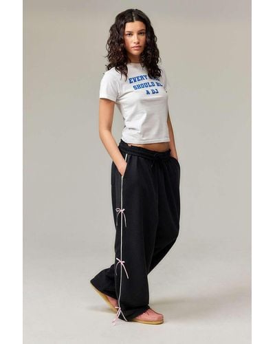 Urban Outfitters Uo Bow Baggy Joggers - Black