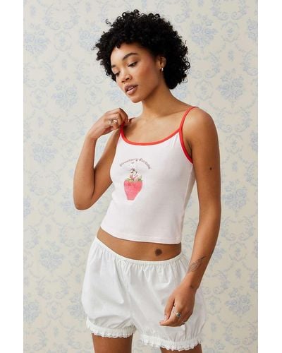 Urban Outfitters Uo Strawberry Shortcake Cami - White