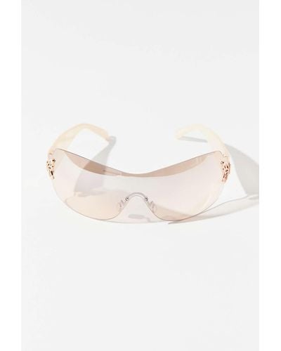 Urban Outfitters Cher Butterfly Shield Sunglasses In Gold At - Natural