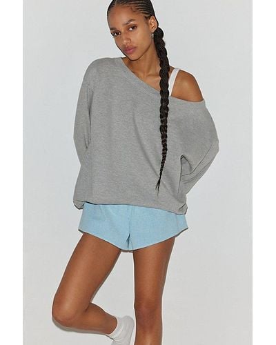 Out From Under Imani Oversized Off-The-Shoulder Sweatshirt - Grey