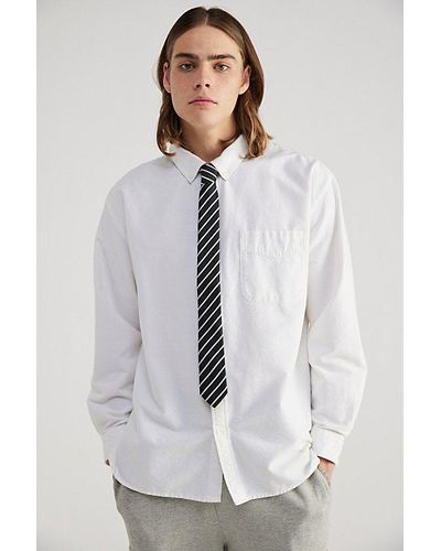 Urban Outfitters Stripe Skinny Tie - Grey
