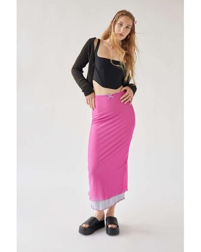 Urban Outfitters Uo Mariah Layer Midi Skirt - Pink