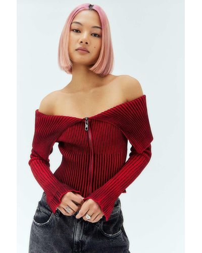 Jaded London Uo Exclusive Red Tribeca Knit Top