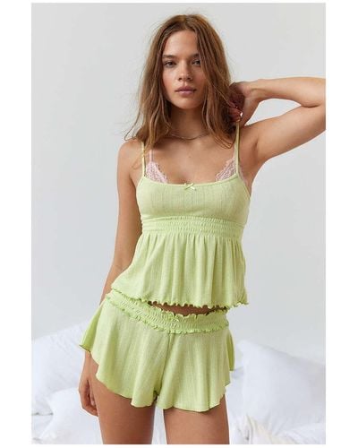 Out From Under Sweet Dreams Pointelle Short In Lime,at Urban Outfitters - Green