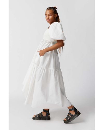 Kimchi Blue Shara Puff Sleeve Midi Dress In White,at Urban Outfitters