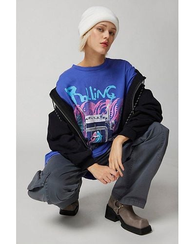 Urban Outfitters Rolling Stones Foxborough Oversized Tee - Blue
