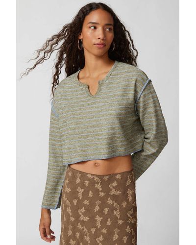 Urban Outfitters Uo Parker Notch Neck Long Sleeve Top - Multicolor