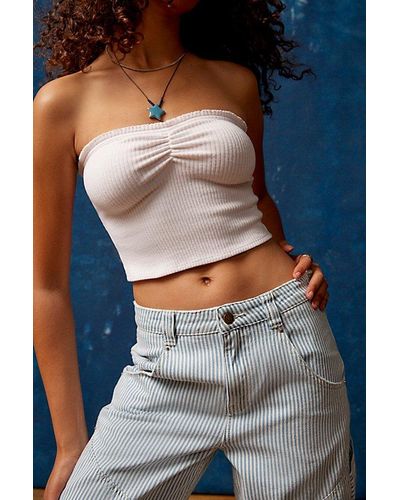 Urban Outfitters Uo Ruched Tube Top - Blue