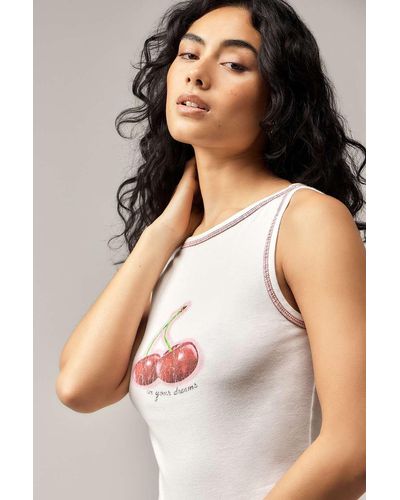 Urban Outfitters Uo Cherry Tank Top - Natural