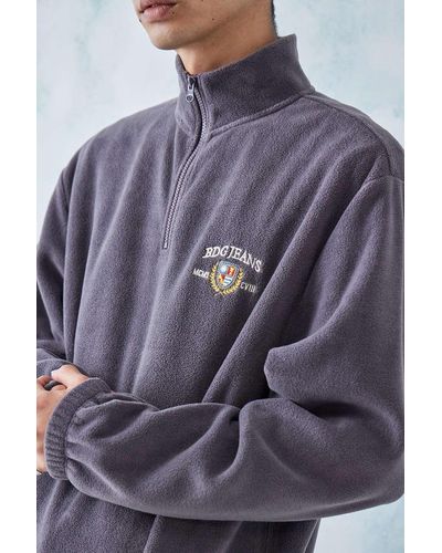 BDG Fleece-sweatshirt in mit stehkragen und wappenmotiv - Lila