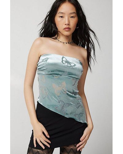 Urban Outfitters Uo Y2K Velvet Burnout Tube Top - Multicolor