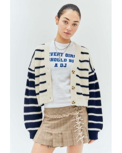 Urban Outfitters Uo Kai Striped Cardigan - Blue
