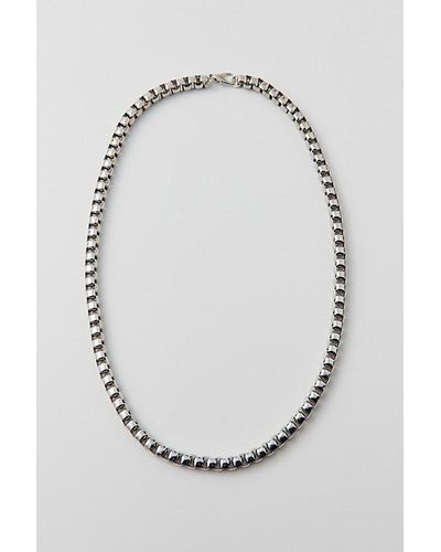 Urban Outfitters Statement Box Chain Stainless Steel Necklace - White