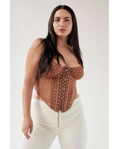 Out From Under Wildflower Lace Corset - Brown