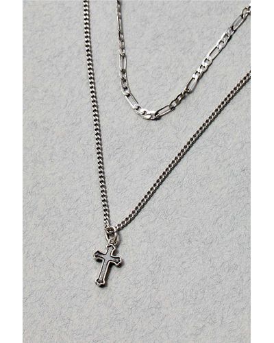 Silence + Noise Silence + Noise Plated Double Layered Cross Necklace - Natural