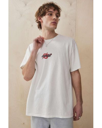 Urban Outfitters Uo White Japanese Star Motif T-shirt - Natural