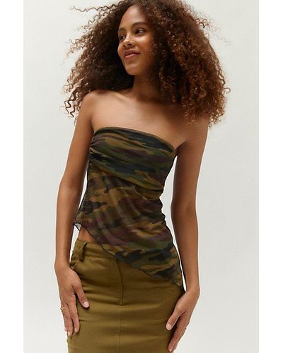 Urban Outfitters Uo Y2K Mesh Tube Top - Brown