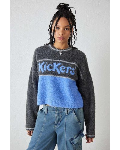 Kickers Boucle Knit Cropped Jumper - Blue