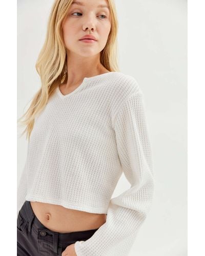 Urban Renewal Remnants Notched Drippy Sleeve Top - White