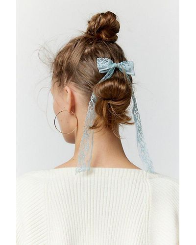 Urban Outfitters Lace Bow Barrette Set - Blue