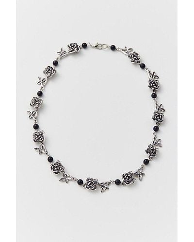 Urban Outfitters Eternal Rose Necklace - Metallic