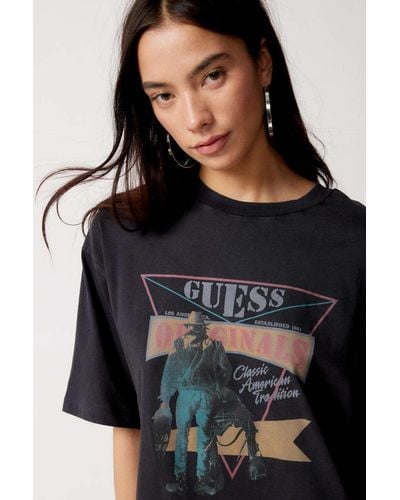 Guess Aria Short Sleeve Tee In Charcoal,at Urban Outfitters - Black
