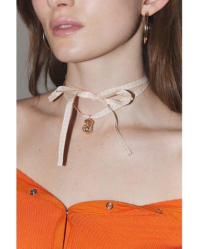 Urban Outfitters Icon Gingham Ribbon Wrap Necklace - Multicolor