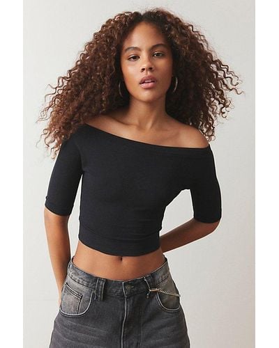 Out From Under Bateau Cropped Layering Top - Black